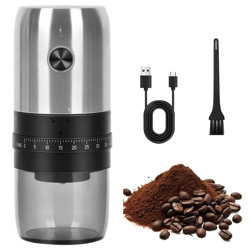Molinillo de Café Eléctrico Recargable Portátil USB-C con 40 Niveles de Molienda